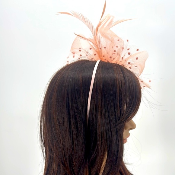Vintage Feather Pearl Mesh Derby Headpiece Headband Headpiece Fascinator - Picture 8 of 14